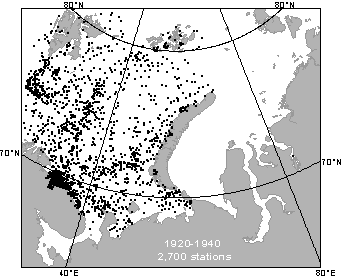 This map shows the locations of data from 2,700 benthic stations collected in the period 1920-1940 years.