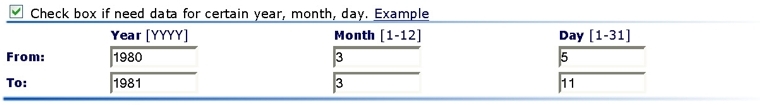 Illustrates date menu to select data for certain month