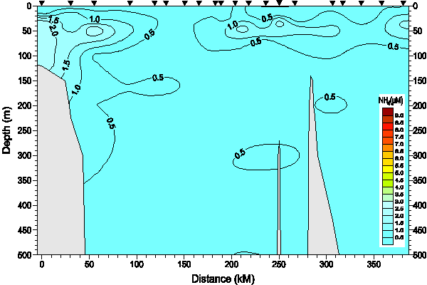 Okhotsk Sea. Section 5. Ammonia Nitrogen distribution