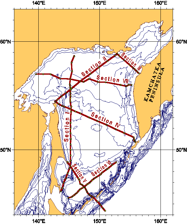 Sections of the Sea of Okhotsk