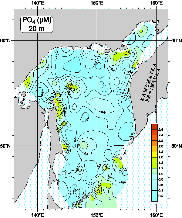 Okhots Sea. Phosphate distribution at 20m