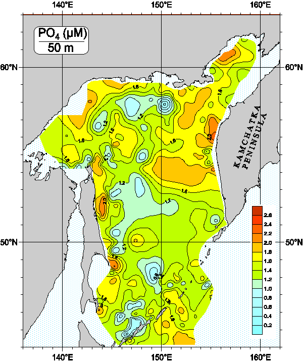 Okhots Sea. Phosphate distribution at 50m