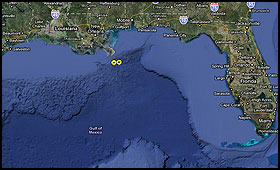 American Diver data plotted on a google map.