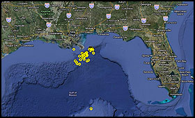 Brooks McCall data plotted on a google map.