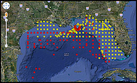 Gordon Gunter data plotted on a google map.