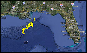 HOS Davis data plotted on a google map.