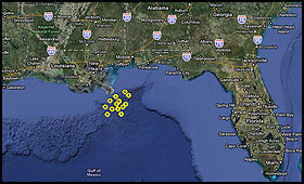 Meg Skansi data plotted on a google map.