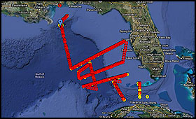 Nancy Foster data plotted on a google map.