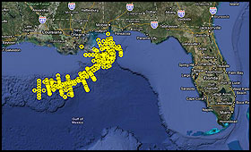 Pisces data plotted on a google map.