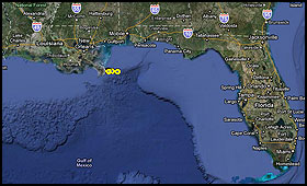 Ryan Chouest data plotted on a google map.