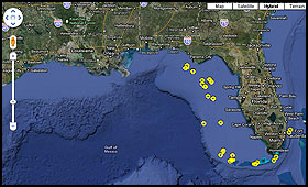 Seward Johnson data plotted on a google map.