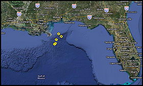 Specialty Diver data plotted on a google map.