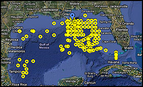 Map of unidentified-vessel's data points