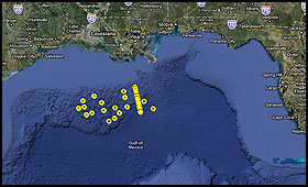 Wes Bordelon data plotted on a google map.